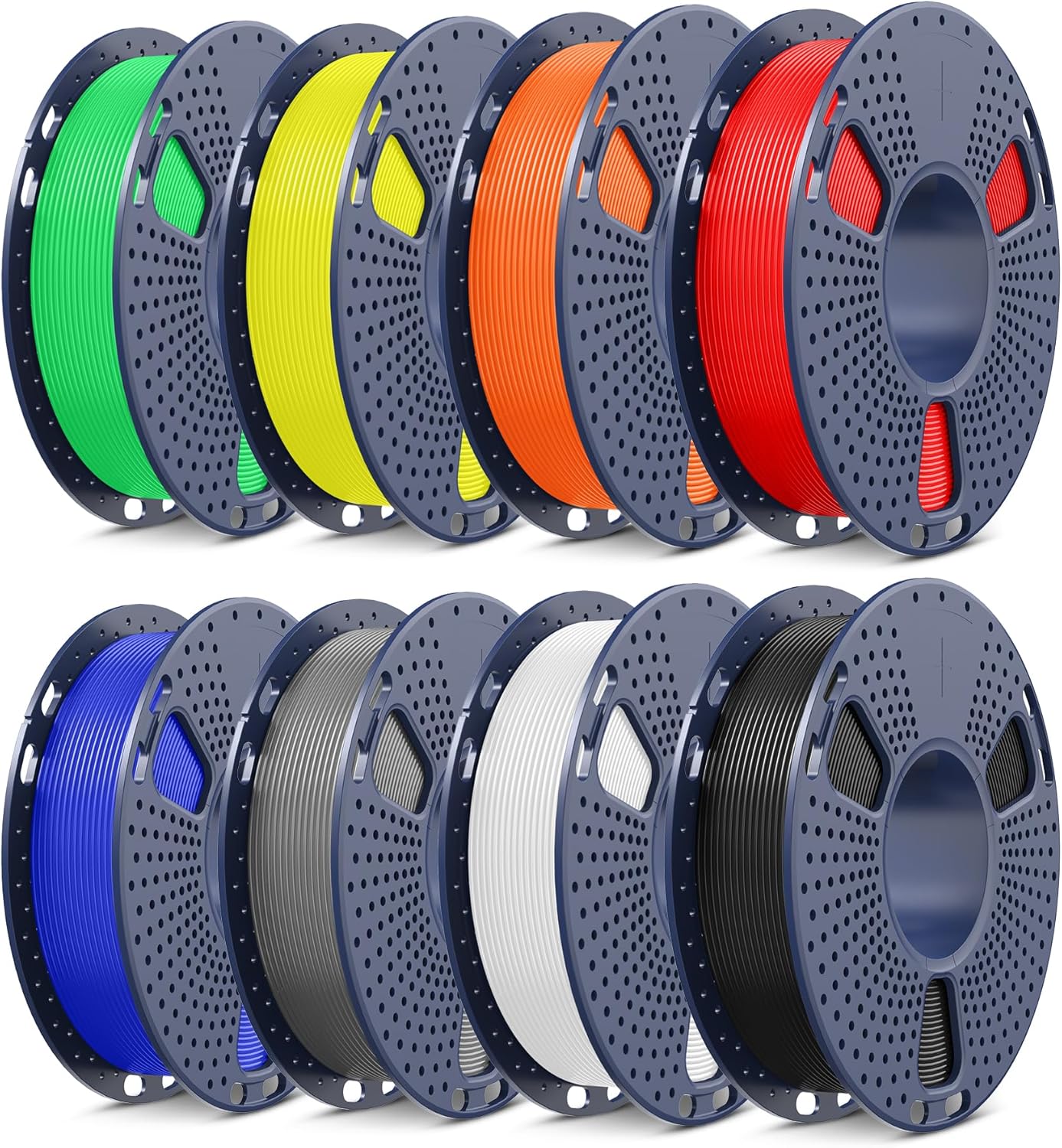 SUNLU 250G PLA+2.0 Filament Bundle Multicolor, Small Spool Upgrade PLA+ Filament 1.75mm,Tougher and Stronger, Fast Printing,250G Spool,8 Rolls, Grey, Blue, Green, Orange, Black, Red, Yellow, White