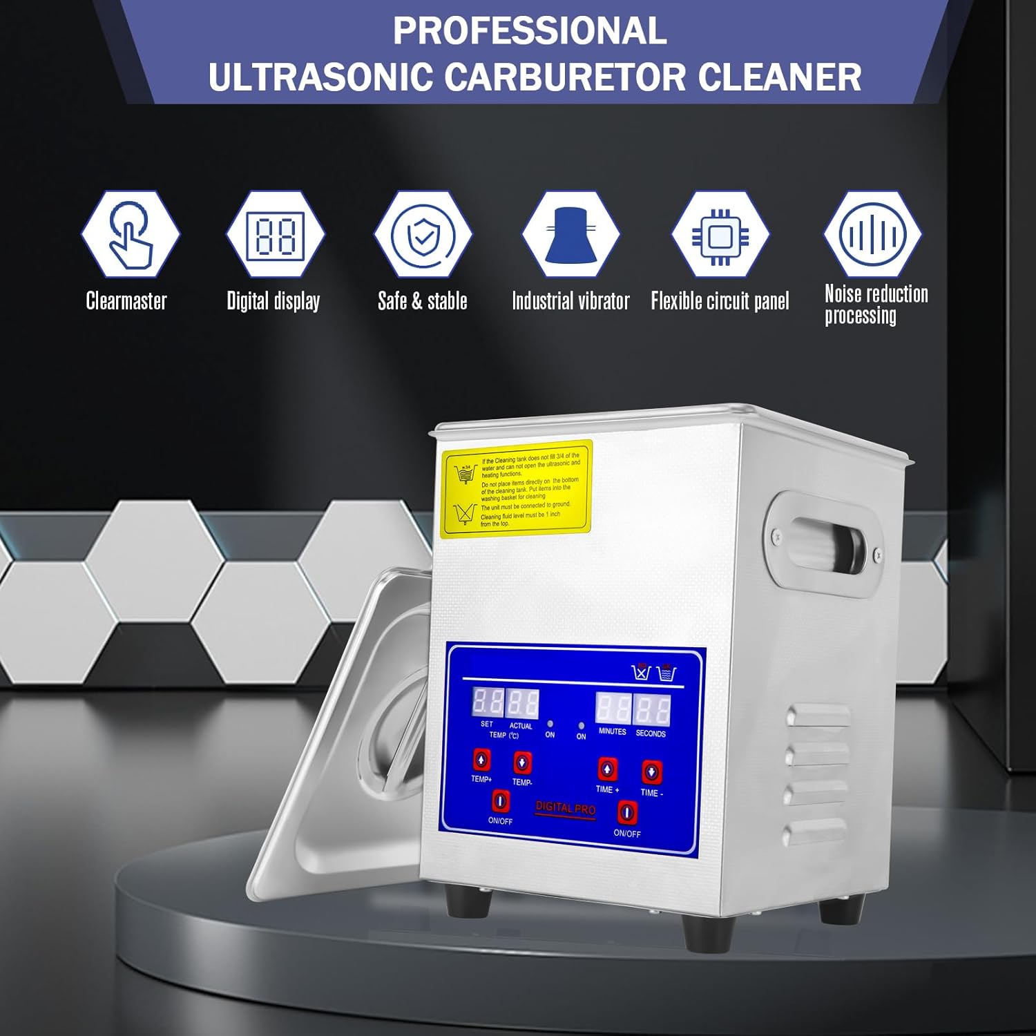 2L Vevor Ultrasonic Carburetor Cleaner Machine, Industrial Ultrasonic Parts Cleaner with Heater and Digital Timer, Ultrasonic Carb Cleaner for Repair