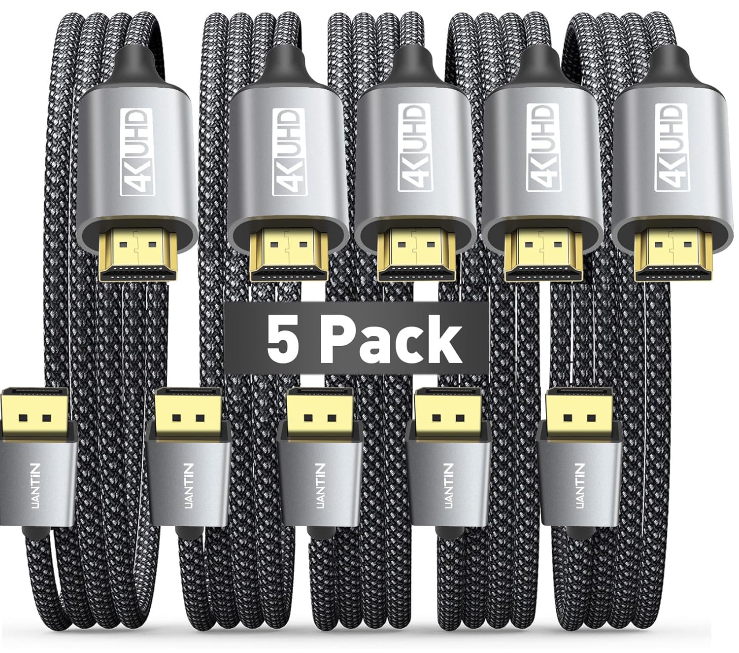 UANTIN 5-Pack 6 FT 4K DisplayPort to HDMI Cable