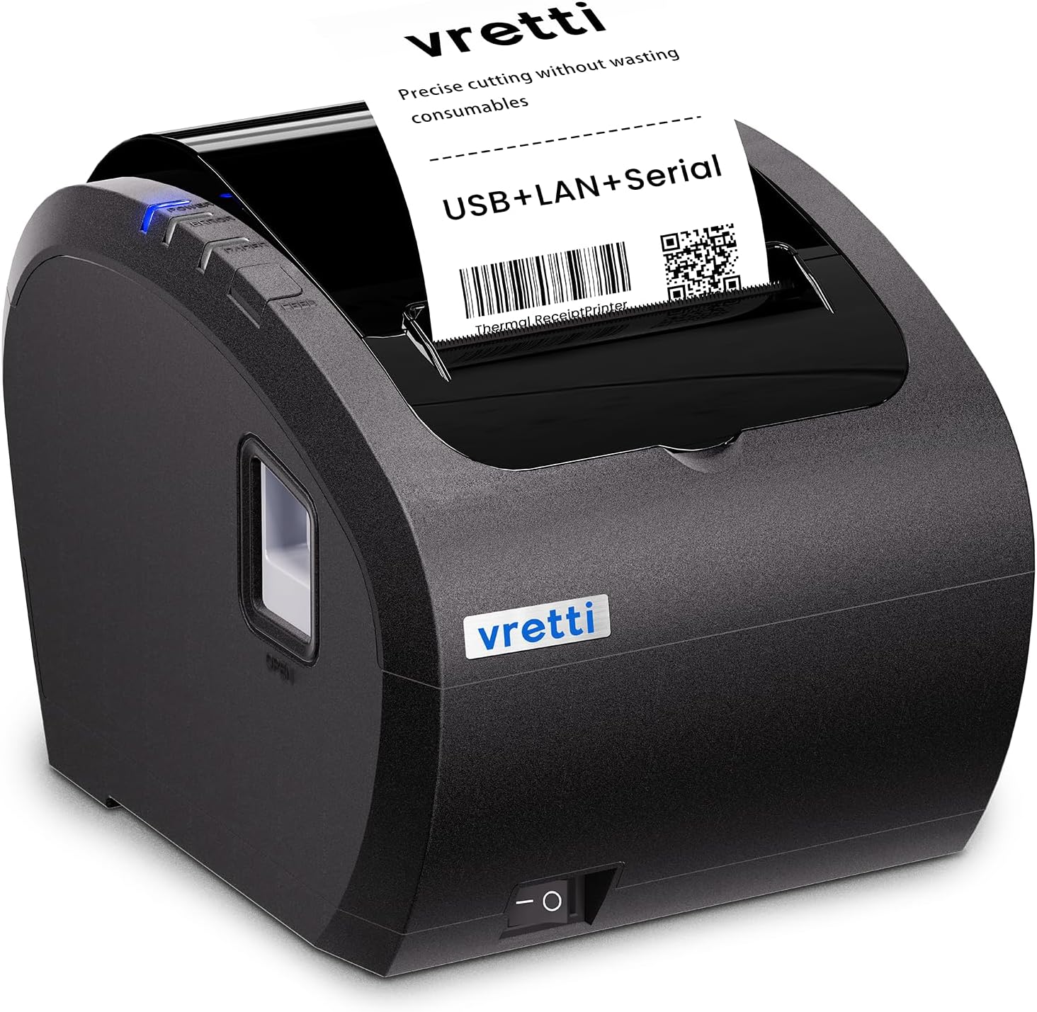 VRETTI Thermal Receipt Printer, 3'1/8 80mm Thermal Pos Receipt Printer with Auto Cutter Support Cash Drawer,USB Serial Ethernet Support ESC/POS, Compatible with Windows/Mac/Linux