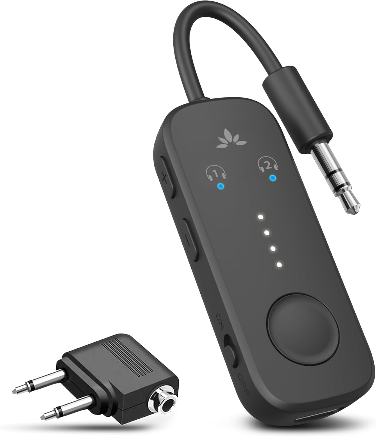 Avantree Relay - Premium Airplane Bluetooth 5.3 Adapter for All Headphones, apt-X Low Latency, Supports 2 Headphones