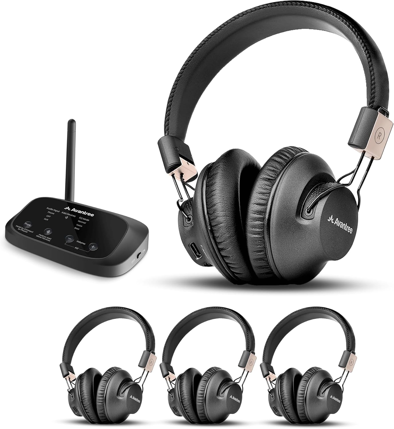 Avantree Quartet 2 - Bluetooth-Compatible Wireless Group Listening Headphones & Transmitte