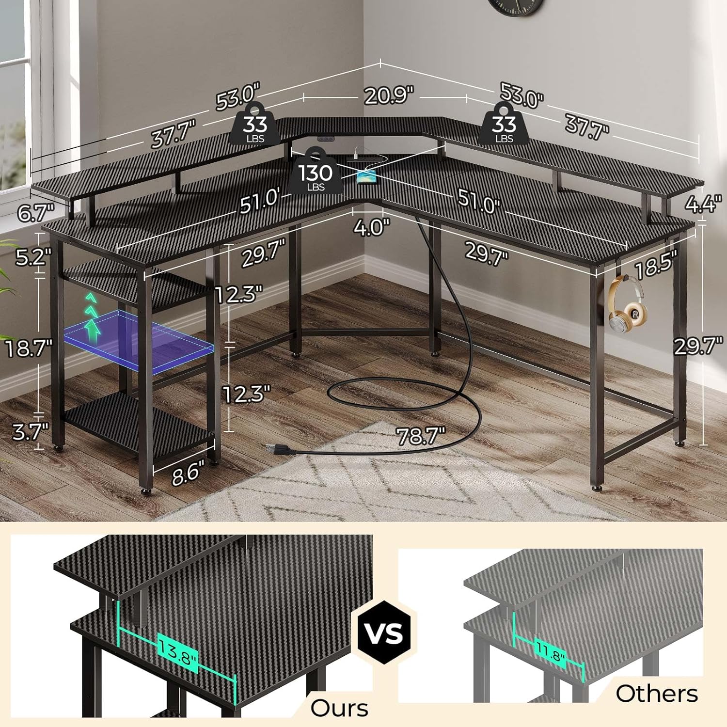 Rolenstar Computer Desk 46" alternate view