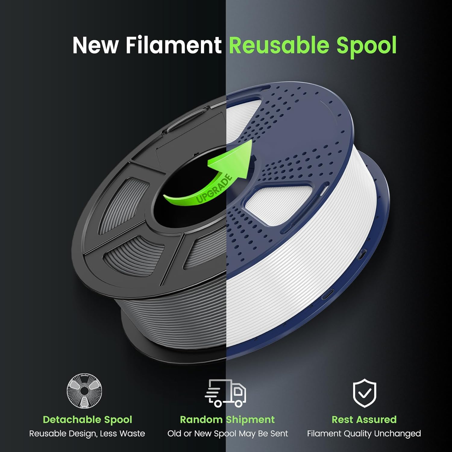 SUNLU PLA+ Filament 1.75mm, PLA Plus 3D Printer Filament, Dimensional Accuracy +/- 0.02 mm, Tough & Neatly Wound, Compatible with Most FDM Printers, 2KG Total (2 x 1KG Spools), Black+Black thumbnail 2