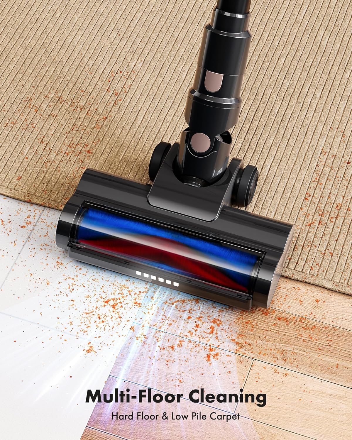 Trucozie Cordless Vacuum Cleaner, Max 45mins Vacuums with LED Display, Powerful 8 in 1 Lightweight Vacuum Cleaners with 2 HEPA, Stick Vacuums Cordless for Pet Hair, Hardwood, Carpets, Tile,Black thumbnail 2