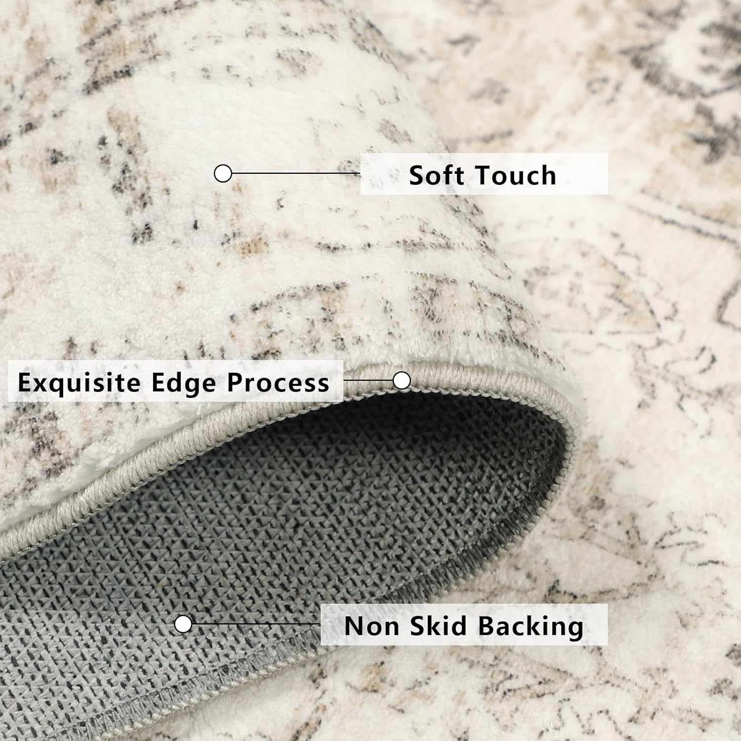 Homcomoda Beige Runner Rug for Hallway 2x8,Kitchen Runner Rug Non Skid Washable,Boho Carpet Runners 8ft,Low Pile Runner Rugs for Kitchen Laundry Room Bedroom Entryway alternate view