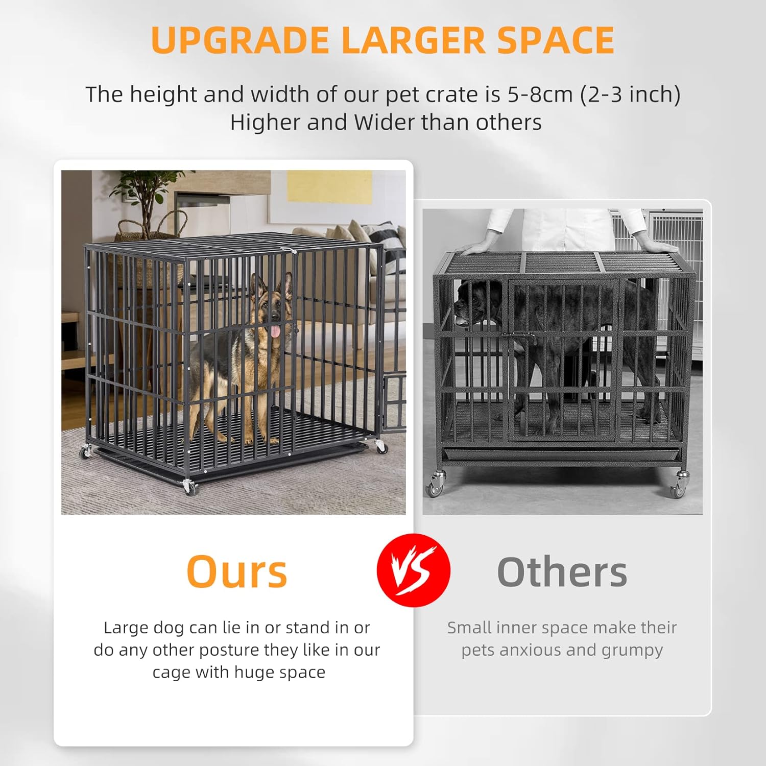 Susire Heavy Duty Dog Crate: 38 Inch Big Dogs Indestructible Military Crates with Double Door - Puppy Outside Impact Drop Rolling Cages Chew Proof Clearance for Large Breed Doggy with High Anxiety alternate view
