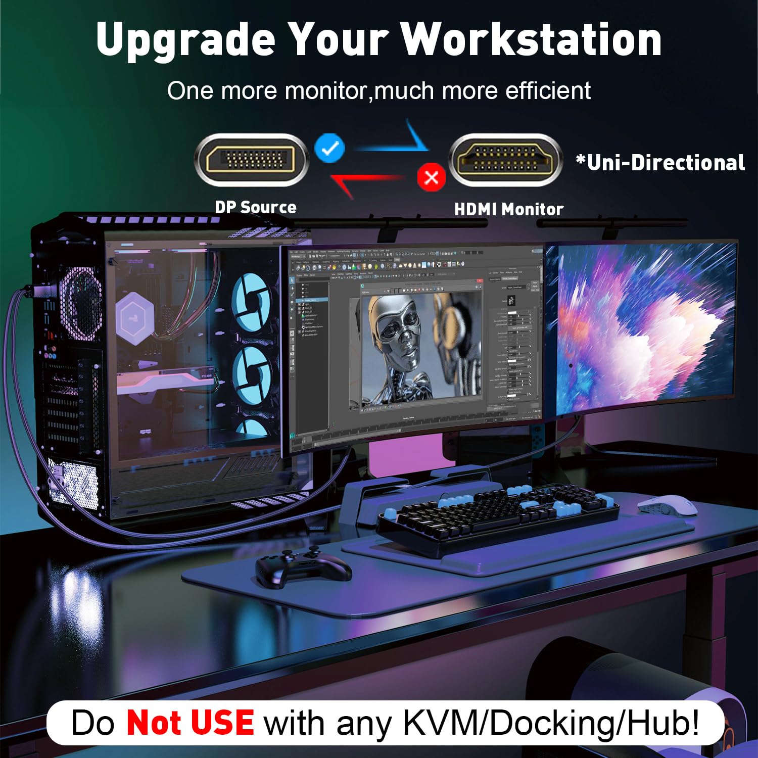 UANTIN 4K DisplayPort to HDMI Cable alternate view