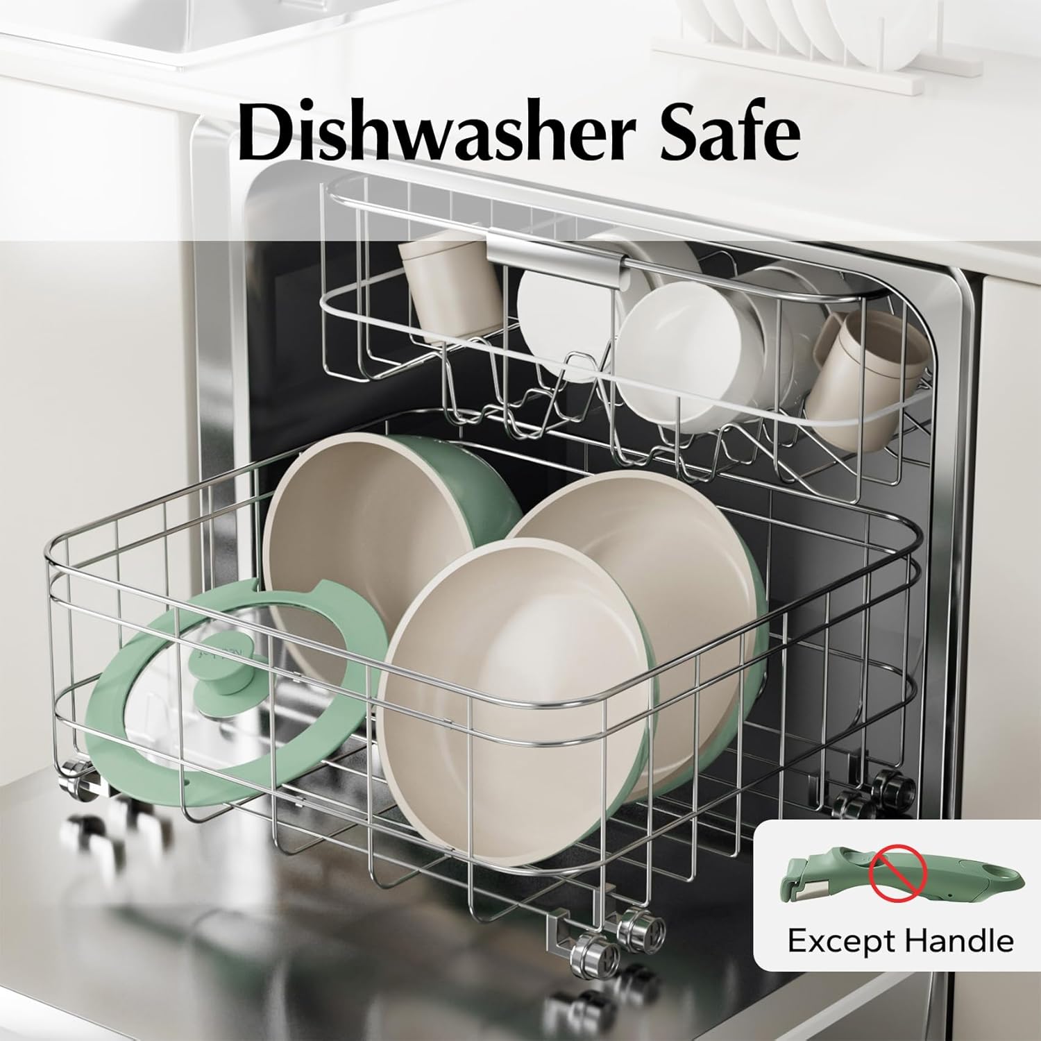 Redchef Pots and Pan Set Non Stick, 16Piece Ceramic Cookware Set Detachable/Removable Handle, Induction Batterie De Cuisine, Stackable Cooking Pot Set, Dishwasher Oven Safe, Non PFAS PFOA & PTFE alternate view