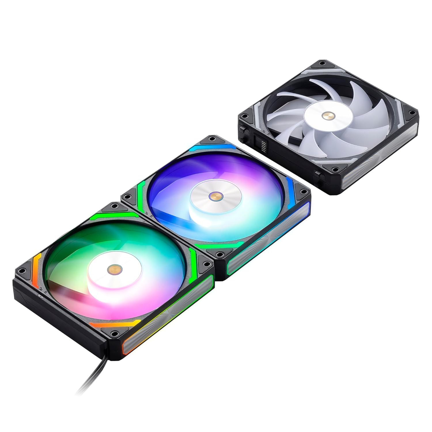 LTC CF-121D 120mm PC Case Fan, Daisy-Chain Connection, 5V 3Pin ARGB Lighting, 4 Pin PWM Case Fan, for Radiator/Computer Case Cooling, 120x120x25mm, 3 Pack, Black alternate view